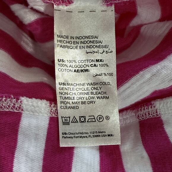 Chicos Top Womens Size 3 (XL) Pink White Stripe Funnel Neck Long Sleeve Zenergy - Picture 6 of 6